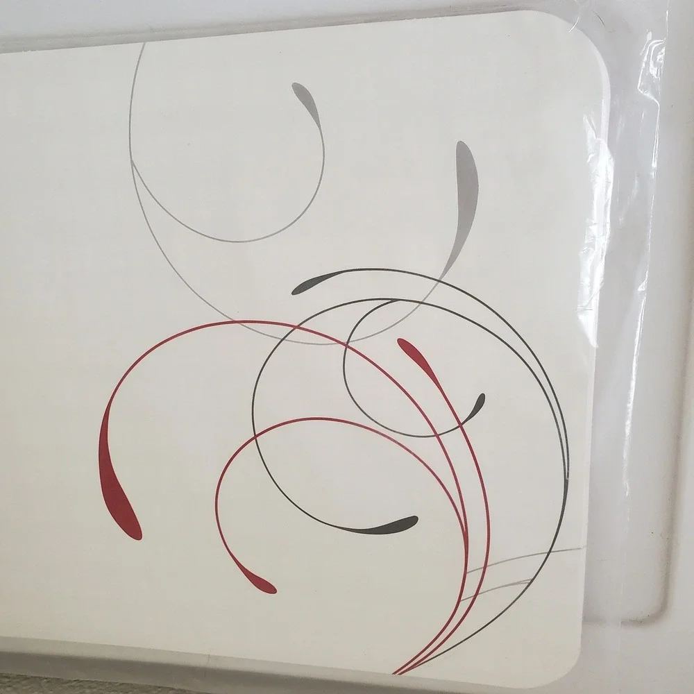 Corelle Coordinates Splendor Reversible Placemats 6 Pack Red Grey Swirl Plaid